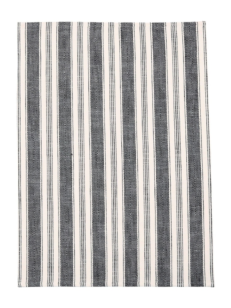 Bedeck of Belfast Set of 2 Charcoal Saja Stripe 100% Cotton Tea Towels - Image 2 of 3