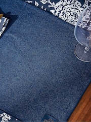 Bedeck of Belfast Set of 2 Midnight Navy Saja Stripe 100% Cotton Placemats - Image 3 of 3