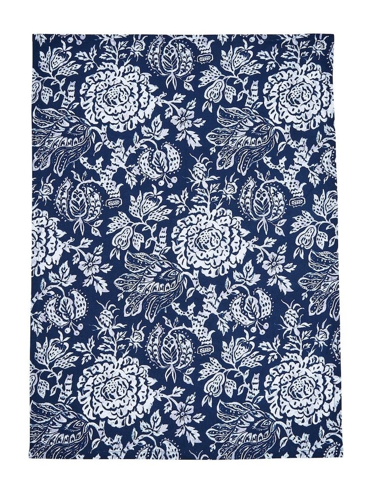 Bedeck of Belfast Set of 2 Midnight Navy Saja Stripe 100% Cotton Tea Towels - Image 2 of 3