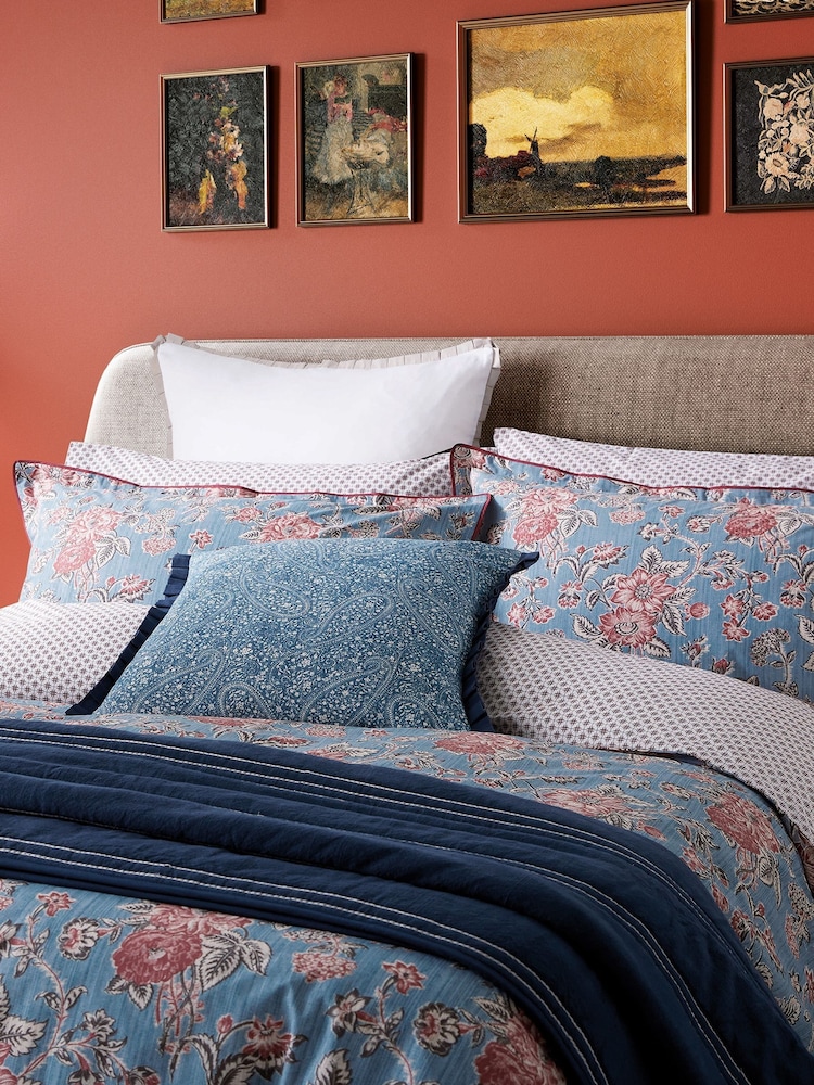 Bedeck of Belfast Denim Blue Emmeline Quilted Cotton Throw - Image 1 of 5