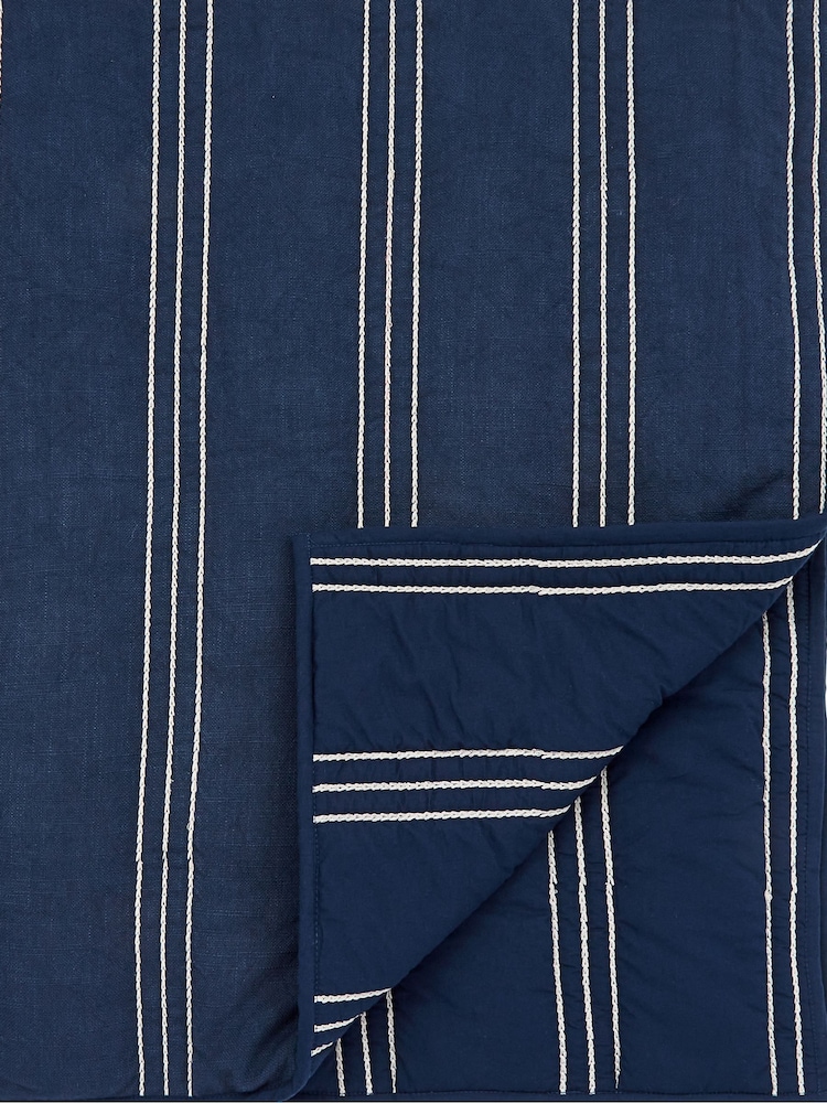 Bedeck of Belfast Denim Blue Emmeline Quilted Cotton Throw - Image 5 of 5 Bedeck of Belfast Denim Blue Emmeline Quilted Cotton Throw - Image 5 of 5