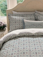 V&A Red Teal Indian Lattice 100% Cotton Duvet Set - Image 4 of 6