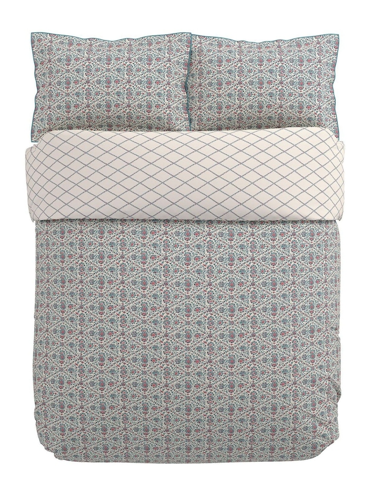 V&A Red Teal Indian Lattice 100% Cotton Duvet Set - Image 6 of 6