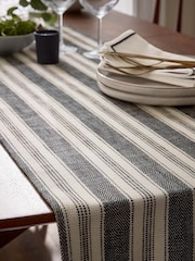 Bedeck of Belfast Charcoal Saja Stripe 100% Cotton Table Runner - Image 1 of 4