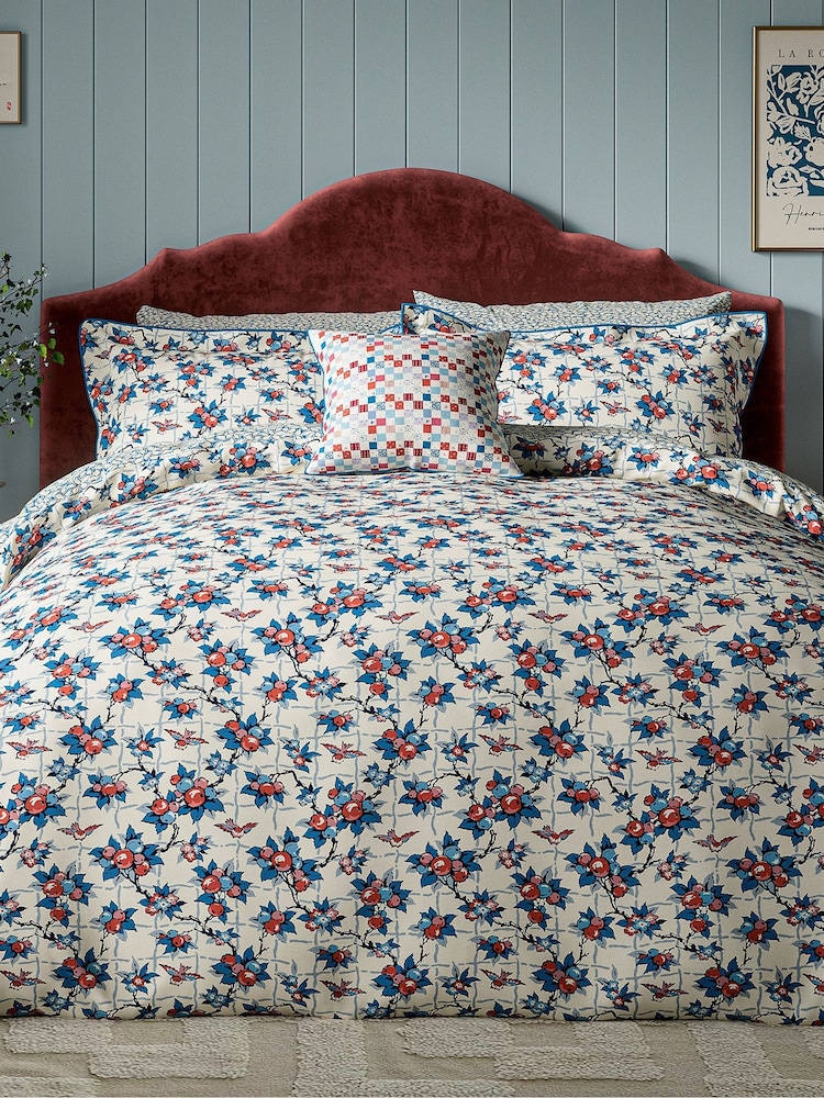 Land & Shore Blue Red Grove 100% Cotton Duvet Set - Image 1 of 5