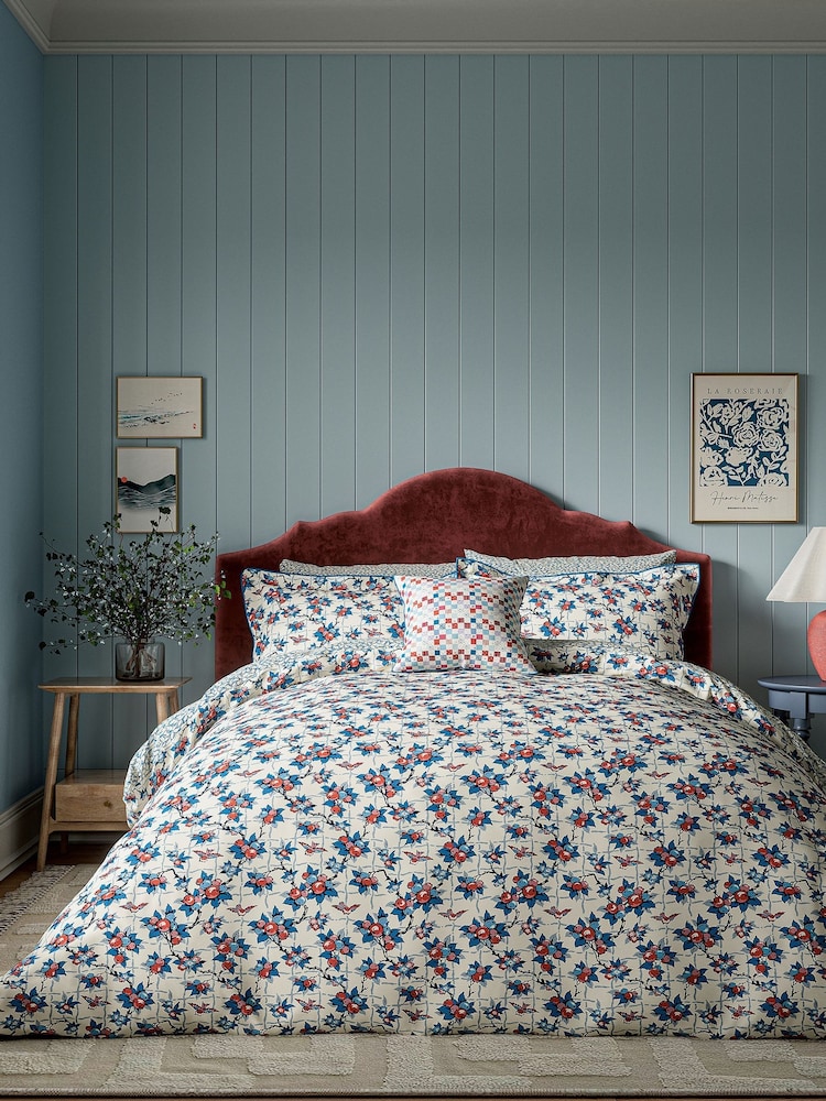 Land & Shore Blue Red Grove 100% Cotton Duvet Set - Image 2 of 5