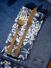 Bedeck of Belfast Set of 4 Midnight Navy Morsan 100% Cotton Napkins - Image 1 of 3