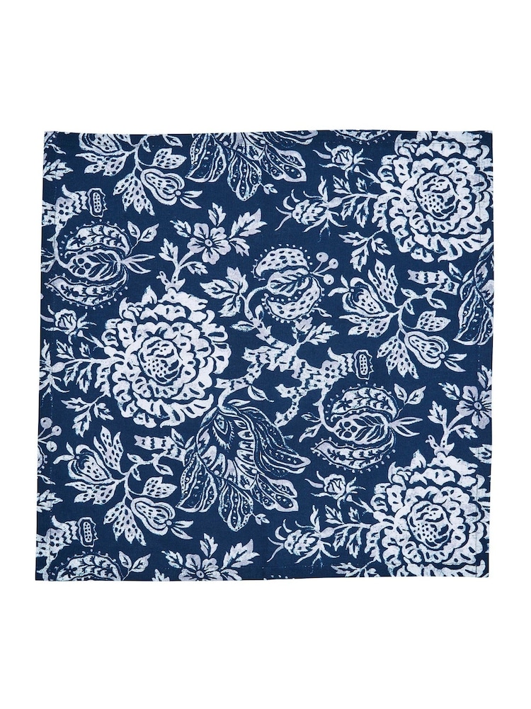 Bedeck of Belfast Set of 4 Midnight Navy Morsan 100% Cotton Napkins - Image 2 of 3