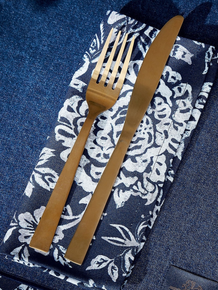 Bedeck of Belfast Set of 4 Midnight Navy Morsan 100% Cotton Napkins - Image 3 of 3