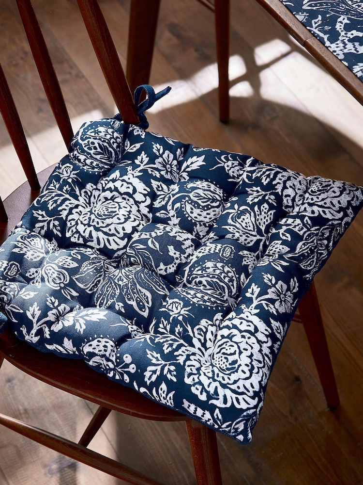 Bedeck of Belfast Midnight Navy Saja Stripe Seat Pad - Image 1 of 3