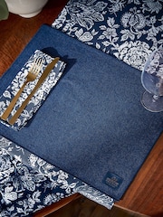 Bedeck of Belfast Midnight Navy Set of 2 Saja Stripe 100% Cotton Placemats - Image 1 of 3