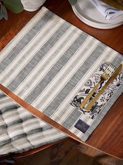 Bedeck of Belfast Charcoal Set of 2 Saja Stripe 100% Cotton Placemats - Image 1 of 3
