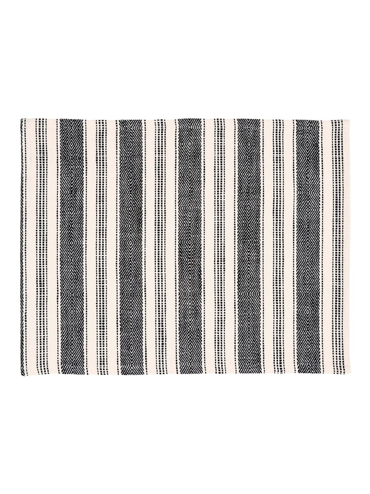 Bedeck of Belfast Charcoal Set of 2 Saja Stripe 100% Cotton Placemats - Image 2 of 3 Bedeck of Belfast Charcoal Set of 2 Saja Stripe 100% Cotton Placemats - Image 2 of 3