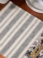 Bedeck of Belfast Charcoal Set of 2 Saja Stripe 100% Cotton Placemats - Image 3 of 3