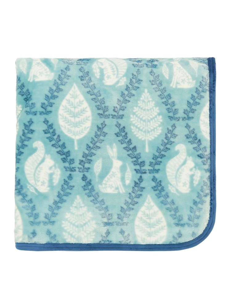 Helena Springfield Blue Teal Woodland Trellis Cosy Fleece Throw - Image 4 of 4 Helena Springfield Blue Teal Woodland Trellis Cosy Fleece Throw - Image 4 of 4