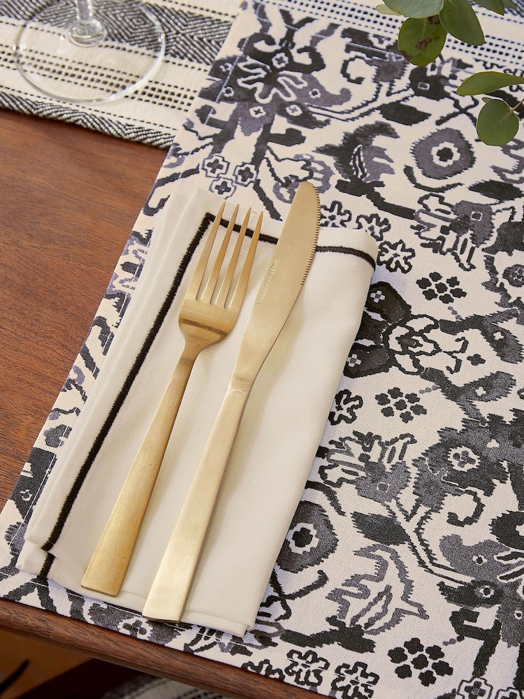 Bedeck of Belfast Set of 4 Charcoal Saja 100% Cotton Napkins - Image 1 of 3