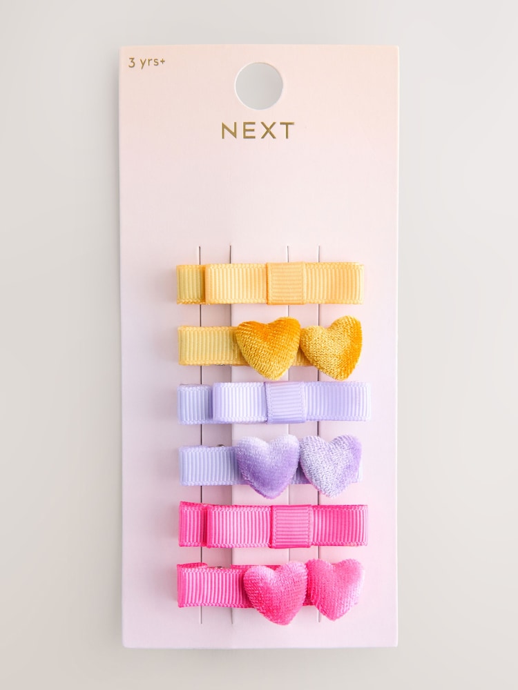 Gold/Purple/Pink Heart and Bow Clips 6 Pack - Image 2 of 4