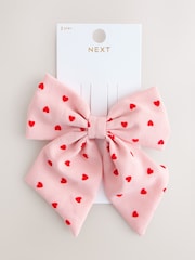 Pink Heart Bow Hair Clip - Image 1 of 4