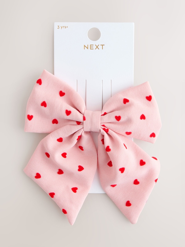 Pink Heart Bow Hair Clip - Image 1 of 4