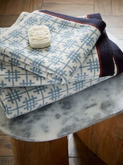 Bedeck of Belfast Blue White Emmeline Cotton Towel - Image 1 of 4