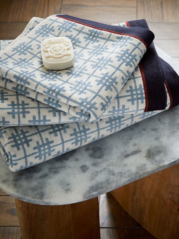 Bedeck of Belfast Blue White Emmeline Cotton Towel - Image 1 of 4