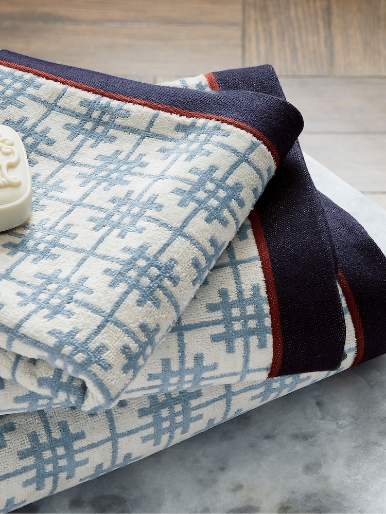 Bedeck of Belfast Blue White Emmeline Cotton Towel - Image 2 of 4