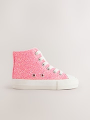 Pink Glitter Standard Fit (F) High Top Trainers - Image 2 of 6