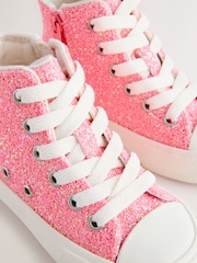 Pink Glitter Standard Fit (F) High Top Trainers - Image 4 of 6