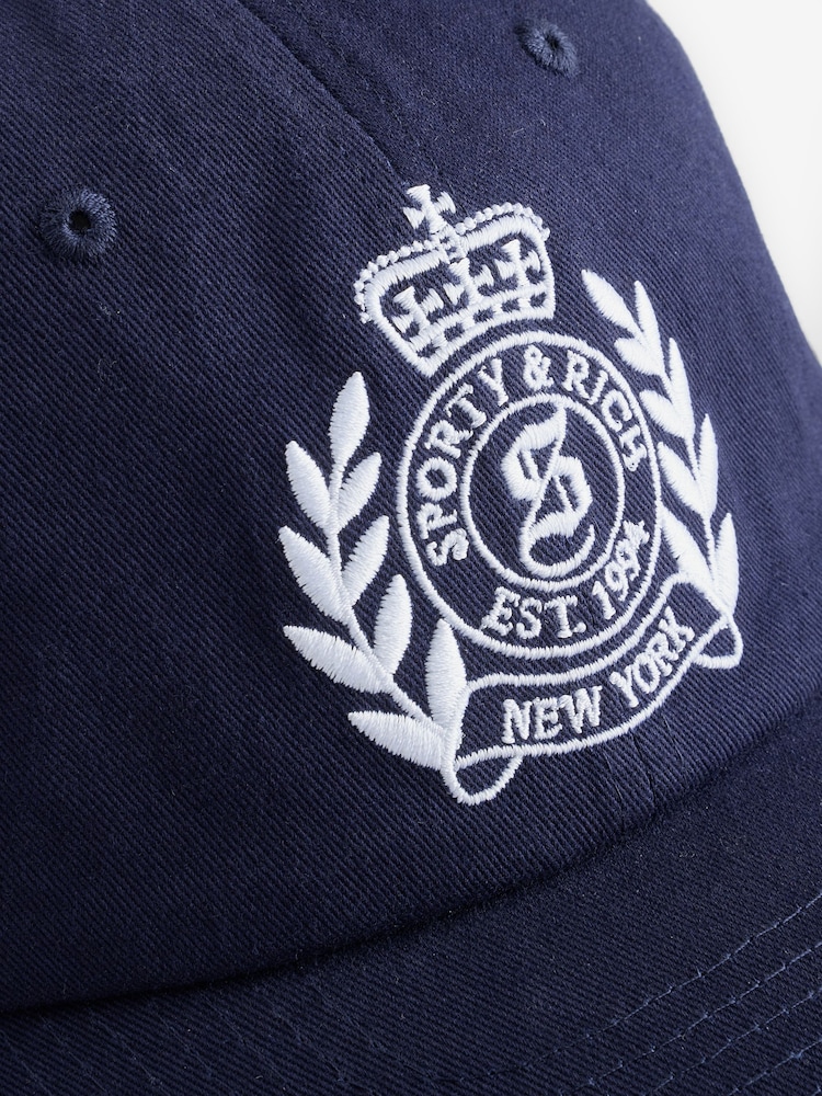 Sporty & Rich Light Blue New York Crest Embroidered Cap - Image 2 of 3 Sporty & Rich Light Blue New York Crest Embroidered Cap - Image 2 of 3