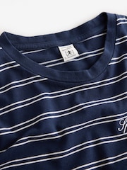 Sporty & Rich Blue Signature Logo Easy Stripe Longsleeve T-Shirt - Image 4 of 4