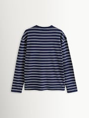 Sporty & Rich Blue Signature Logo Easy Stripe Longsleeve T-Shirt - Image 7 of 9