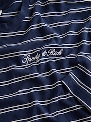 Sporty & Rich Blue Signature Logo Easy Stripe Longsleeve T-Shirt - Image 8 of 9