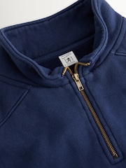 Sporty & Rich Blue NY Crest Embroidered Quarter Zip Sweat Top - Image 10 of 10
