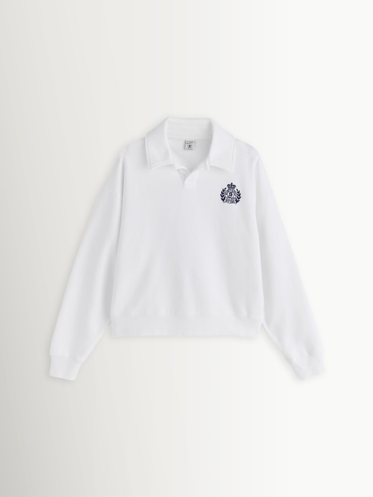 Sporty & Rich White New York Crest Embroidered Sweat Shirt - Image 1 of 4 Sporty & Rich White New York Crest Embroidered Sweat Shirt - Image 1 of 4