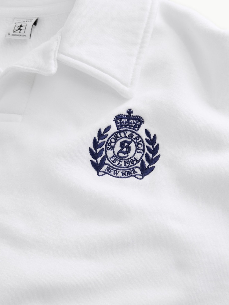 Sporty & Rich White New York Crest Embroidered Sweat Shirt - Image 4 of 4 Sporty & Rich White New York Crest Embroidered Sweat Shirt - Image 4 of 4