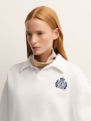 Sporty & Rich White New York Crest Embroidered Sweat Shirt - Image 5 of 9