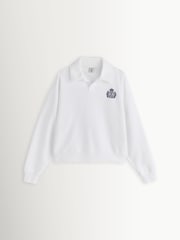 Sporty & Rich White New York Crest Embroidered Sweat Shirt - Image 6 of 9
