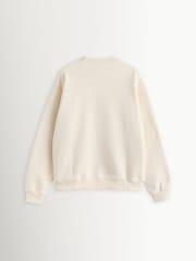 Sporty & Rich Cream Varsity Crest Crew Neck Sweat Top - Image 7 of 9