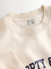 Sporty & Rich Cream Varsity Crest Crew Neck Sweat Top - Image 9 of 9
