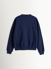 Sporty & Rich Blue Varsity Crest Crew Neck Sweat Top - Image 7 of 9