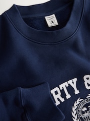 Sporty & Rich Blue Varsity Crest Crew Neck Sweat Top - Image 9 of 9