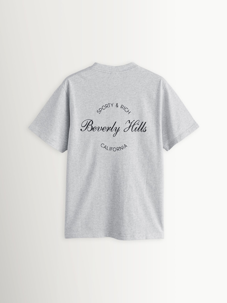 Sporty & Rich Grey Beverly Script T-Shirt - Image 2 of 4