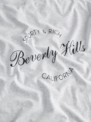 Sporty & Rich Grey Beverly Script T-Shirt - Image 9 of 9