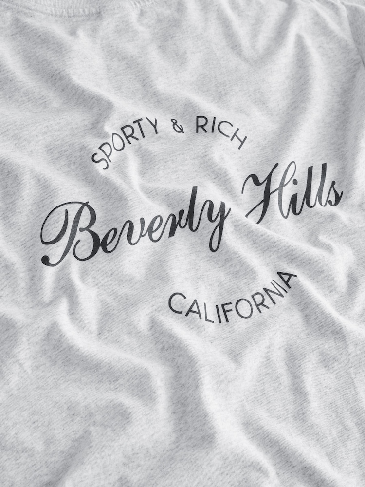 Sporty & Rich Grey Beverly Script T-Shirt - Image 9 of 9