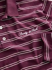 Sporty & Rich Red Signature Logo Stripe Easy Polo Shirt - Image 4 of 4