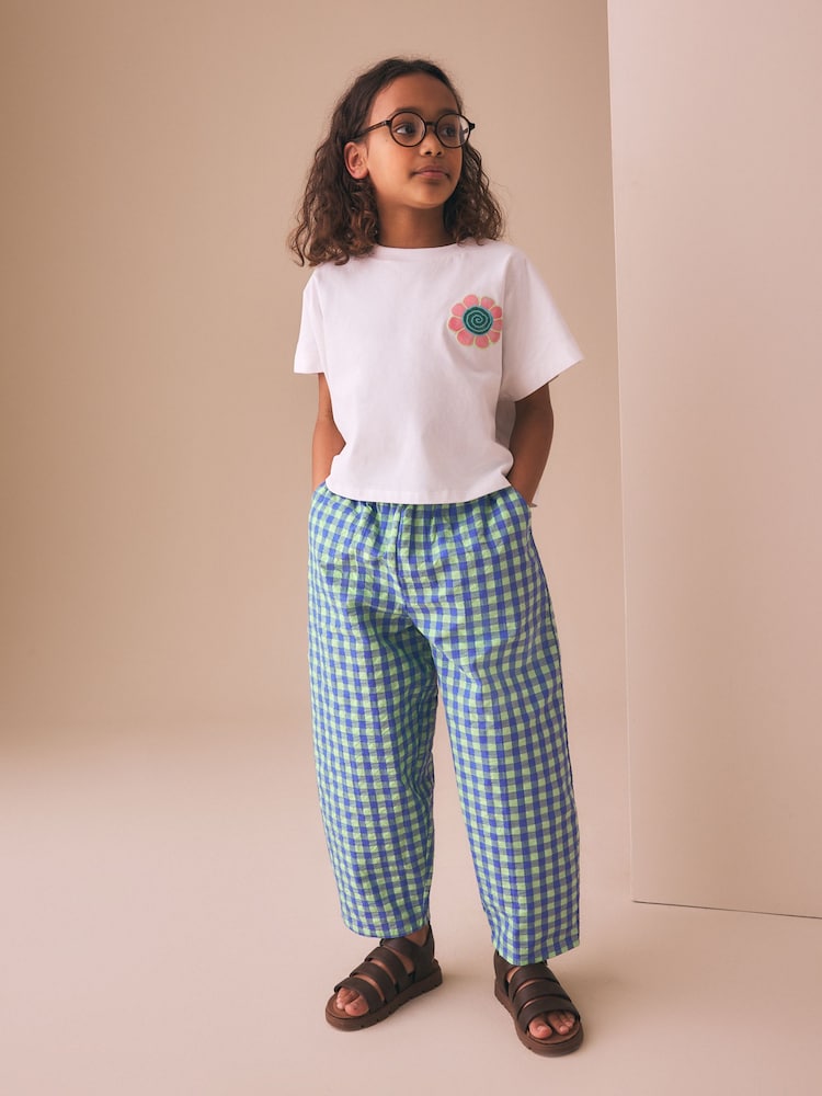 Vichy bleu et vert - Pantalons Pullon Barrel (3-16ans) - Image 2 de 8