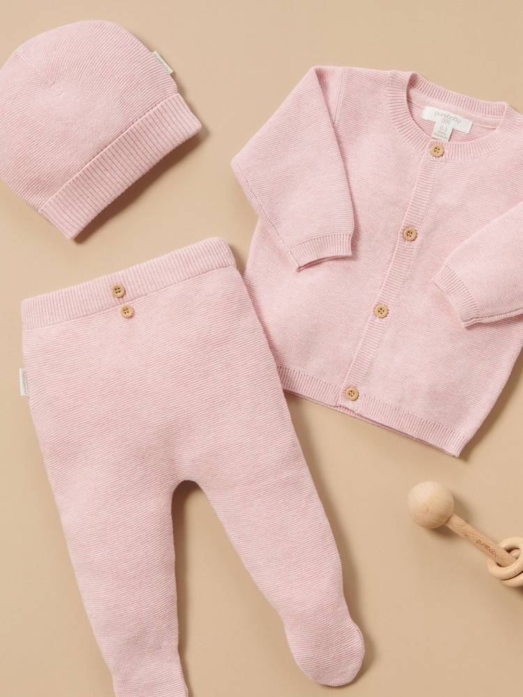 Purebaby Pink Textured Knit Cardigan - Image 2 of 6