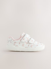 White Floral Barefoot Leather Touch Fastening Trainers - Image 1 of 8