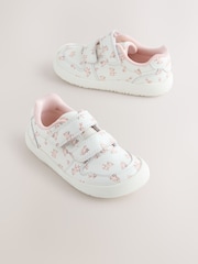 White Floral Barefoot Leather Touch Fastening Trainers - Image 2 of 8