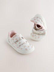 White Floral Barefoot Leather Touch Fastening Trainers - Image 3 of 8
